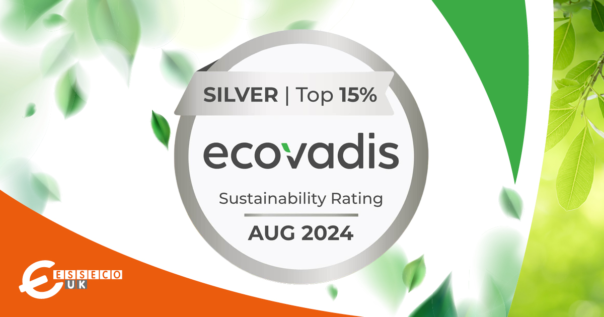 Esseco UK Has Received The Ecovadis Silver Medal For Sustainability, Ranking In The Top 15%